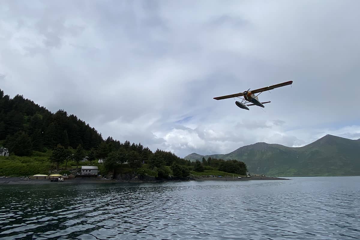 seaplane between sky and sea