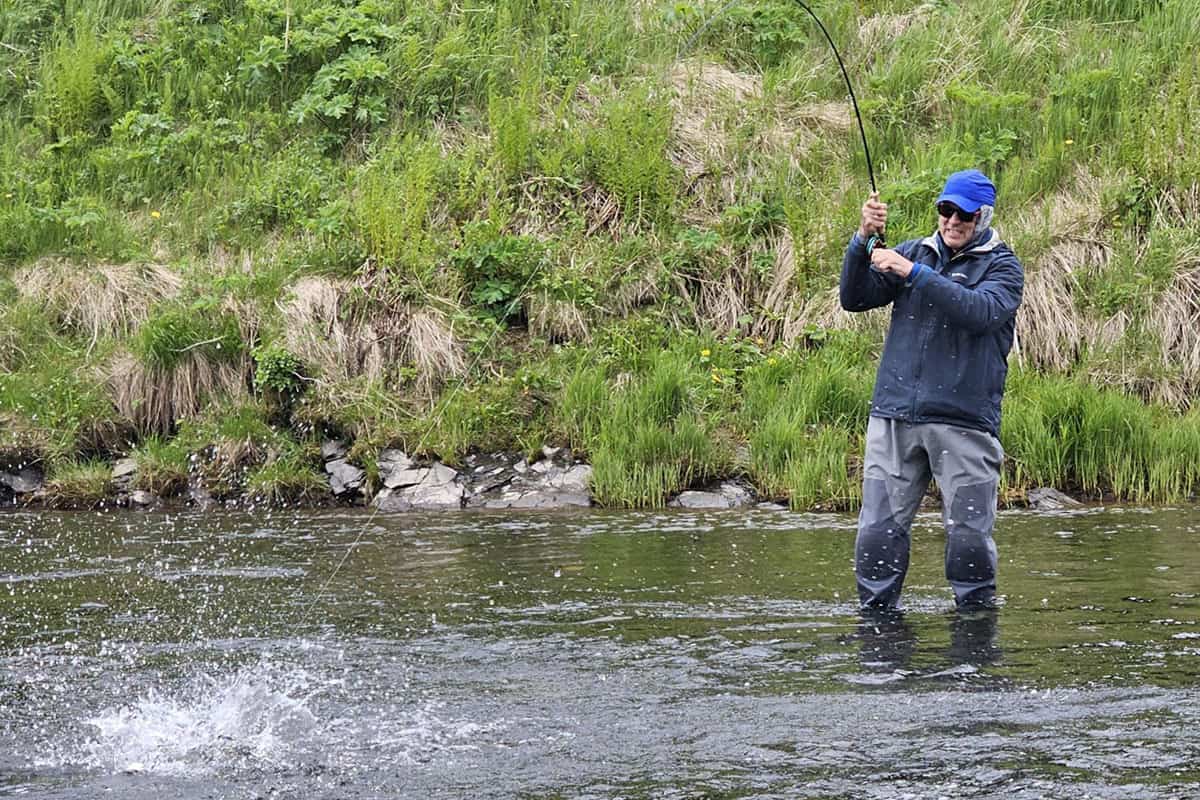 fly fishing caught one on the river